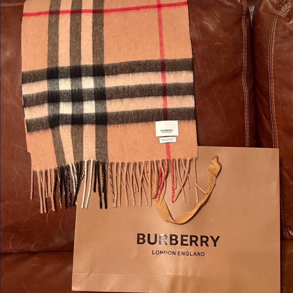 Burberry Cashmere Scarf made in Scotland (NWT)  74” includes shopping bag - Picture 8 of 8
